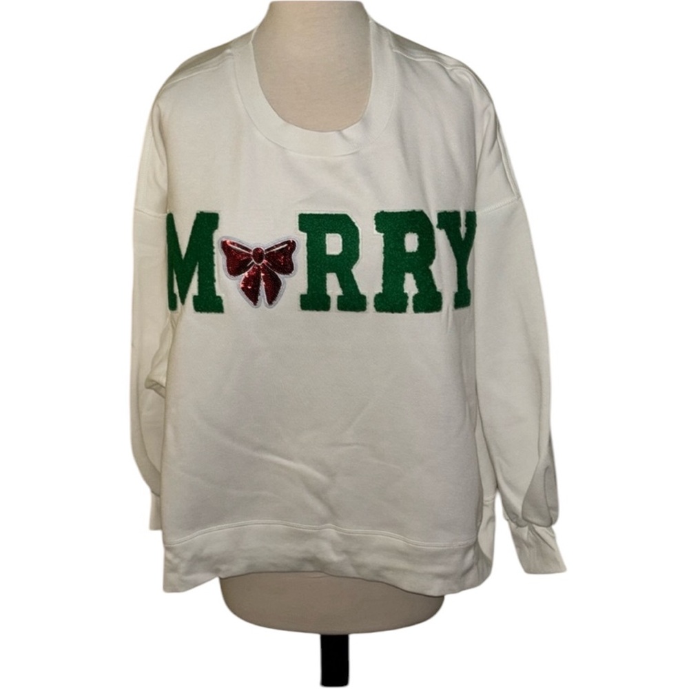 New Judith March Merry Bow White Pullover